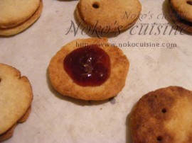 be sure to put the jam in the middle of the cookie leaving a margin