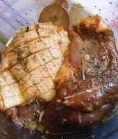 mix all the marinade ingredients and cover the meat with it