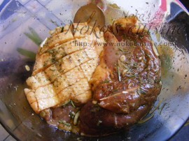 mix all the marinade ingredients and cover the meat with it